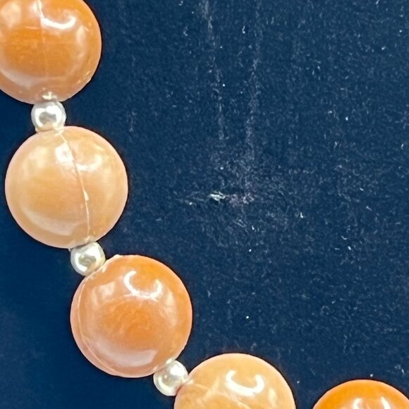 Vintage stamped brown tone bead necklace - Picture 7 of 10